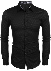 Men's Business Black Long Sleeve Slim Fit Shirt