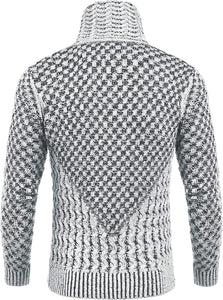 Men's White Turtle Neck Long Sleeve Slim Fit Sweater