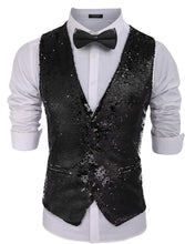 Load image into Gallery viewer, Men&#39;s Red Sequin Sleeveless Shiny Formal Vest