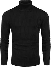 Load image into Gallery viewer, Men&#39;s Navy Blue Slim Fit Turtleneck Sweater Casual Knitted Pullover Sweater