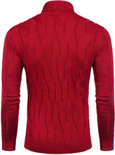 Load image into Gallery viewer, Men&#39;s Red Slim Fit Turtleneck Sweater Casual Knitted Pullover Sweater