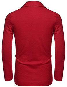 Men's Slim Fit Red Long Sleeve Lightweight Blazer Jacket