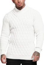 Load image into Gallery viewer, Men&#39;s White Slim Fit Turtleneck Knit Stylish Pullover Sweater