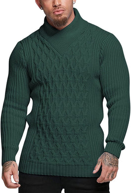 Men's Hunter Green Slim Fit Turtleneck Knit Stylish Pullover Sweater