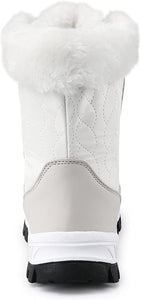 Winter White Beige Waterproof Furry Mid Calf Shoes