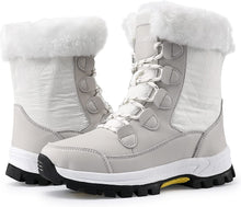 Load image into Gallery viewer, Winter White Beige Waterproof Furry Mid Calf Shoes