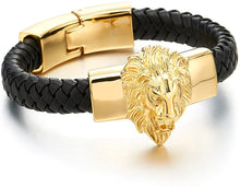 Load image into Gallery viewer, Universal Joint Gold Black  Lion Steel Genuine Leather Straps