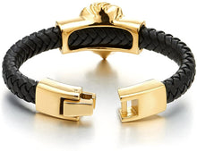 Load image into Gallery viewer, Universal Joint Gold Black  Lion Steel Genuine Leather Straps