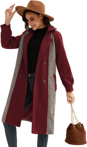 Giselle Red Double Breasted Long Overcoat Winter Jacket