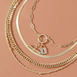 Gold Snake Bone Chain Necklace Lock Toggle Choker Jewelry