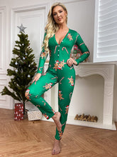 Load image into Gallery viewer, Erin V Green Gingerbread Man One Piece Long Sleep Romper Pajama Bodysuit