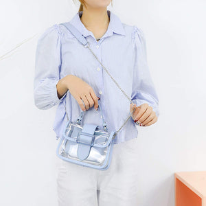 Pink Clear Shoulder Bag Purse 2 in 1 Transparent Crossbody Bag Jelly Handbag