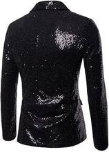 Load image into Gallery viewer, Men&#39;s Black One Button Sequin Formal Blazer