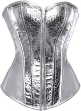 Load image into Gallery viewer, Punk Rock Silver Faux Leather Zipper Front Retro Corset