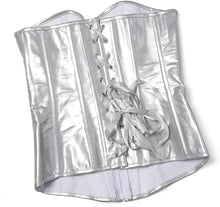 Load image into Gallery viewer, Punk Rock Silver Faux Leather Zipper Front Retro Corset