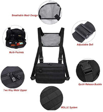 Load image into Gallery viewer, Adjustable Black Tactical Rig Vest Front Pack Bag