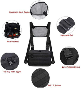 Adjustable Black Tactical Rig Vest Front Pack Bag