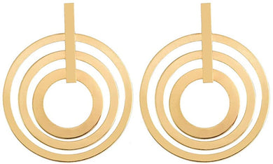 Large Circle Gold Multi Loop Matt Geometric Earrings