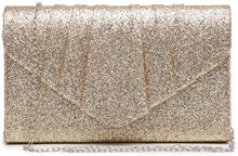 Load image into Gallery viewer, Pleated White Glitter Envelope Clutch Handbag Bridal Purse