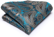 Load image into Gallery viewer, Famous Paisley Novelty Light Blue Silk Men&#39;s Necktie Set