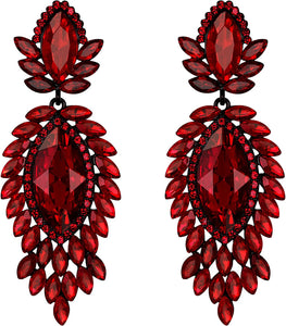 Crystal Red Black Chandelier Dangle Earrings