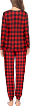Load image into Gallery viewer, Red Plaid Long Sleeve Pajama Set with Pockets