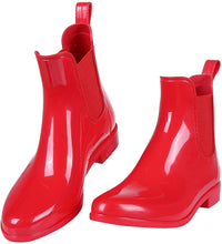 Load image into Gallery viewer, Short Ankle Rain Boots Red Lightweight Rubber Waterproof Booties