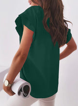 Load image into Gallery viewer, Suave White Button Down Ruffle Short Sleeve Loose Blouses