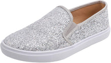 Load image into Gallery viewer, Fashion Slip-On Silver Glitter Casual Flat Loafers