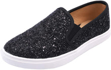 Load image into Gallery viewer, Fashion Slip-On Black Glitter Casual Flat Loafers