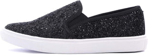 Fashion Slip-On Black Glitter Casual Flat Loafers