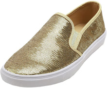 Load image into Gallery viewer, Fashion Slip-On Gold Sequin Casual Flat Loafers