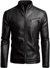 Load image into Gallery viewer, Men&#39;s Slim Fit Black Faux Leather Jacket