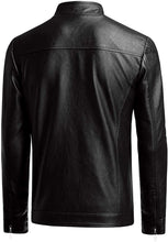Load image into Gallery viewer, Men&#39;s Slim Fit Black Faux Leather Jacket
