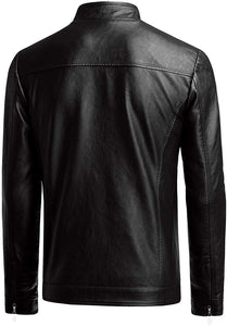 Men's Slim Fit Black Faux Leather Jacket