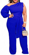 Load image into Gallery viewer, Vodacious Rose Pink One Shoulder Zipper Belted Plus Size Jumpsuit