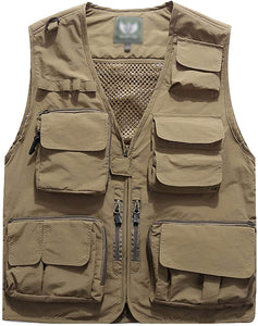 Men's Navy Blue Outdoor Vest Jacket Multi Pockets