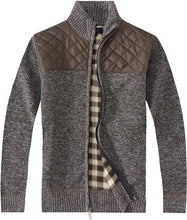 Load image into Gallery viewer, Men&#39;s Melange Coffee Knitted Regular Fit Full Zip Cardigan Sweater
