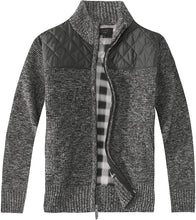 Load image into Gallery viewer, Men&#39;s Melange Charcoal Knitted Regular Fit Full Zip Cardigan Sweater