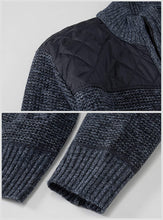 Load image into Gallery viewer, Men&#39;s Melange Blue Knitted Regular Fit Full Zip Cardigan Sweater