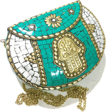 Load image into Gallery viewer, Indian Green Turquoise Mosaic Vintage Style Chain Purse