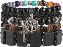 Load image into Gallery viewer, Jalen Tree of Life Hemp Cord Wood Beads Wristbands Bracelet