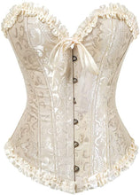Load image into Gallery viewer, Corset Top Beige Over Bust Victorian Lace Bustier Plus Size Lingerie
