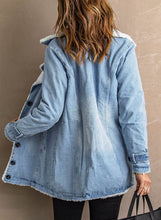 Load image into Gallery viewer, Lapel Sherpa Fleece Lined Long Sleeve Denim Blue Button Jacket