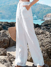 Load image into Gallery viewer, Causal White Chic Linen Wide Leg Pants