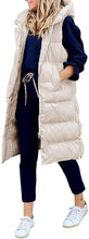 Load image into Gallery viewer, Thick Hooded Beige Sleeveless Vest Long Jacket