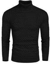 Load image into Gallery viewer, Men&#39;s Honeycomb Knit Wine Red Pullover Turtleneck Sweater