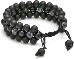 Matte Onyx Beads Obsidian Gemstone Healing Crystals Bracelet