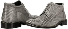Load image into Gallery viewer, Men&#39;s Gray Leather Lizard Style Lace Up Ankle Dress Boots