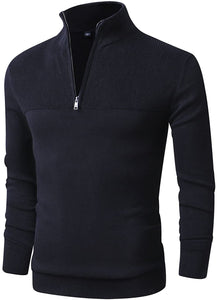 White Quarter Zip Pullover Men Sweater
